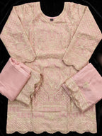 Lilac Pink Ribbon Work Chinon Palazzo Suit Set with Dupatta - View 5