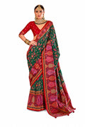 Emerald Green Soft Silk Floral Paisley Print Casual Wear Saree