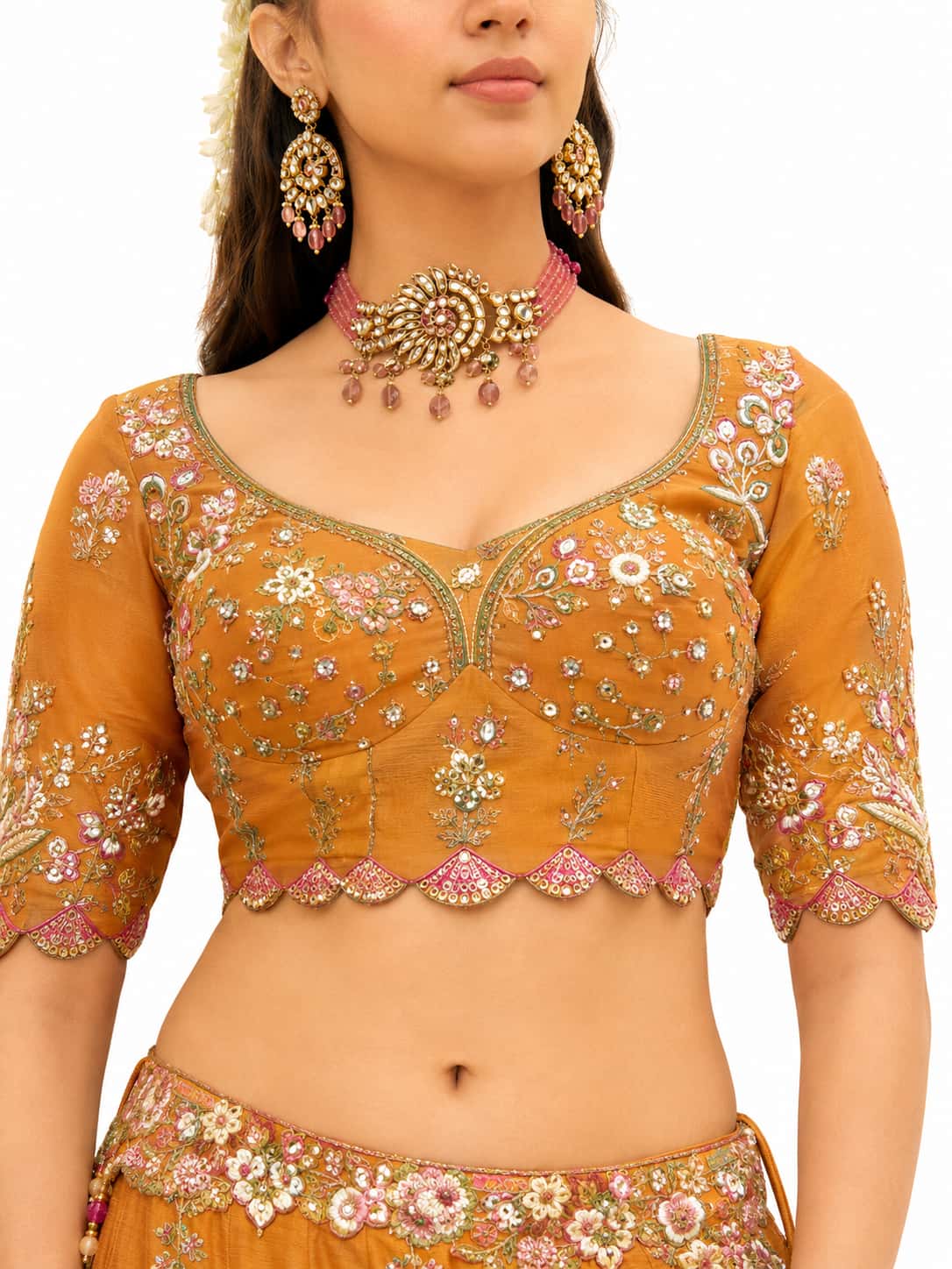 Mustard Readymade Embroidery, Cut Work Border, Weaving Butti, Art Mirror Work Silk Lehengas