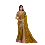 Gold Crush Paper Silk Handwork Saree