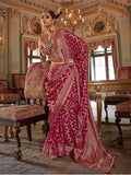 Maroon Wine Georgette Printed Saree