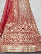 Maroon Heavy Sequin Embroidered Velvet Semi-Stitched Brides Lehenga Choli - Detail View 2