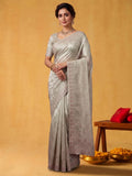 Blush Rose Pink Crush Organza Silk Saree with Multi Sequins Jaal Embroidery