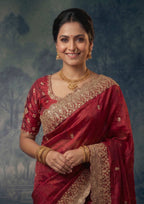 Ivory Zari Tissue Silk Antique Gold Zari Work Saree