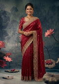 Ivory Zari Tissue Silk Antique Gold Zari Work Saree