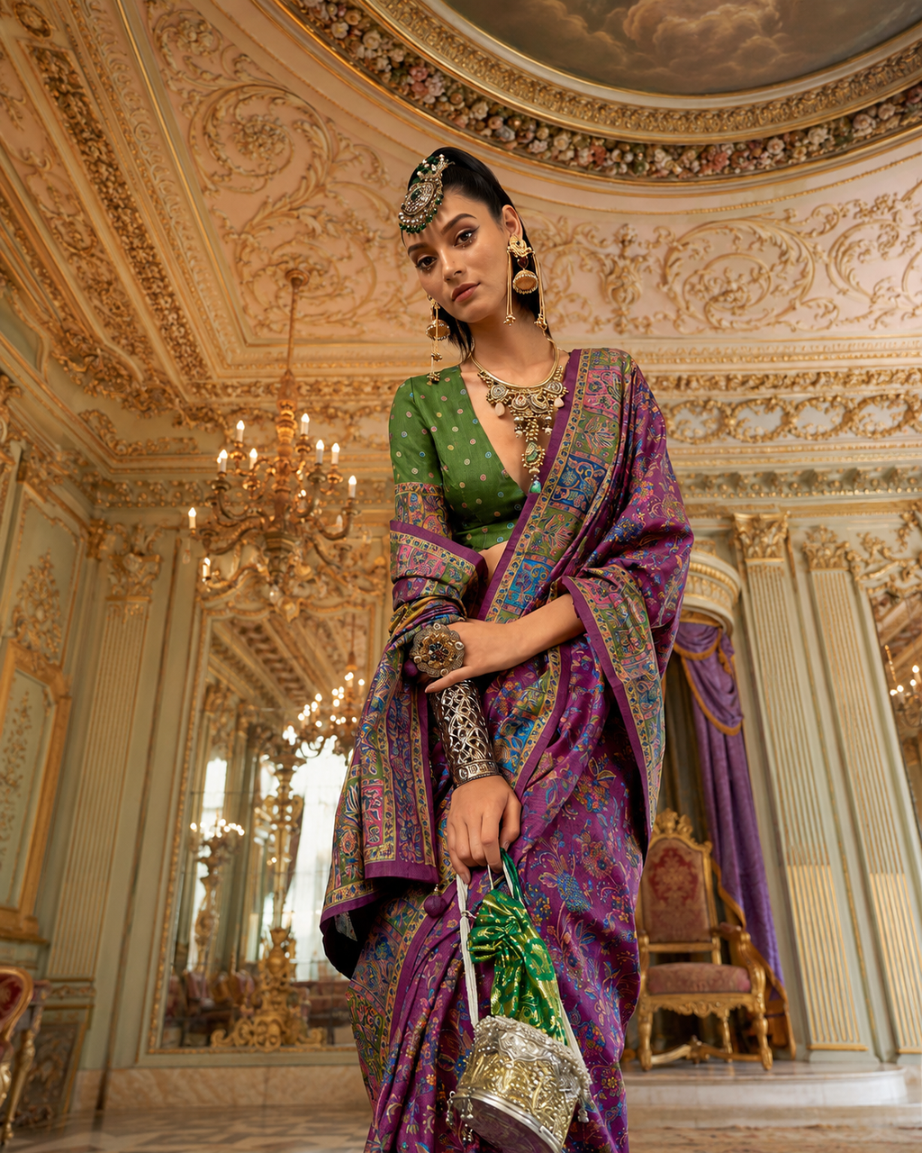 Elegant Magenta Viscose Silk Party Wear Saree with Marmo Finish
