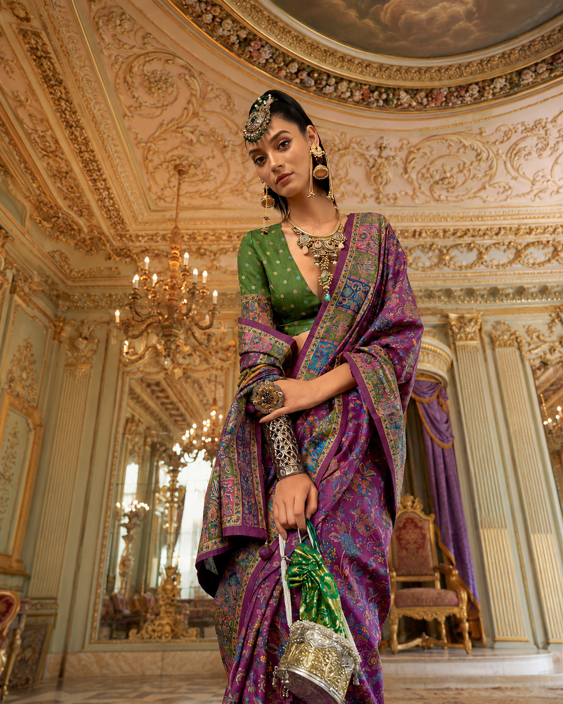 Elegant Magenta Viscose Silk Party Wear Saree with Marmo Finish