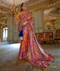 Classic Rose Glory Finish Poly Viscose Silk Saree featuring HB luxury print, glory finish and matching Poly Viscose Silk blouse for party wear and festive occasions.