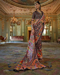 Heritage Wine Glory Finish Poly Viscose Silk Saree featuring HB luxury print, glory finish and matching Poly Viscose Silk blouse for party wear and festive occasions.