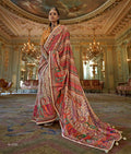 Festive Maroon Glory Finish Poly Viscose Silk Saree featuring HB luxury print, glory finish and matching Poly Viscose Silk blouse for party wear and festive occasions.