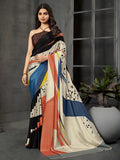Multi Colorblock Geometric Malai Crepe Silk Saree