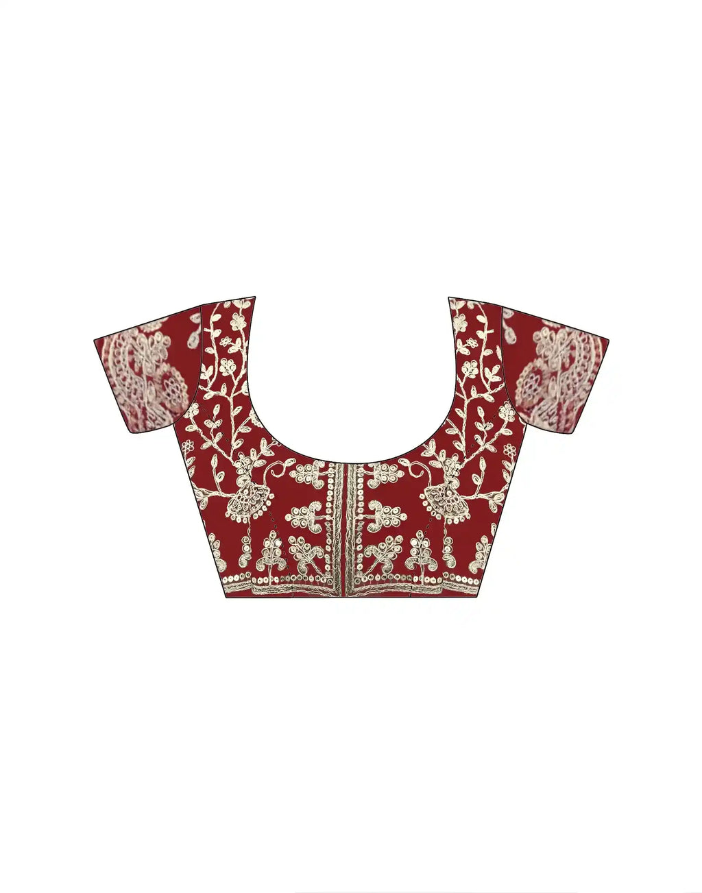 Maroon Fendy Satin Silk Embroidered Saree - View 2