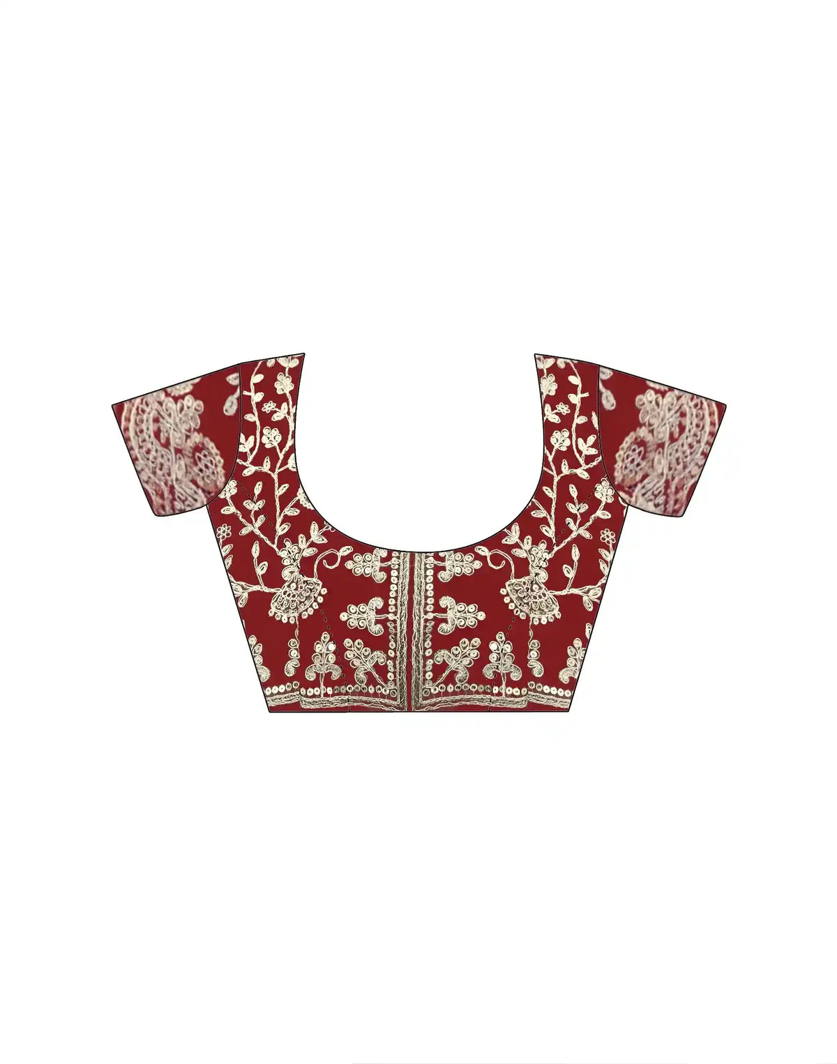 Maroon Fendy Satin Silk Embroidered Saree - View 2