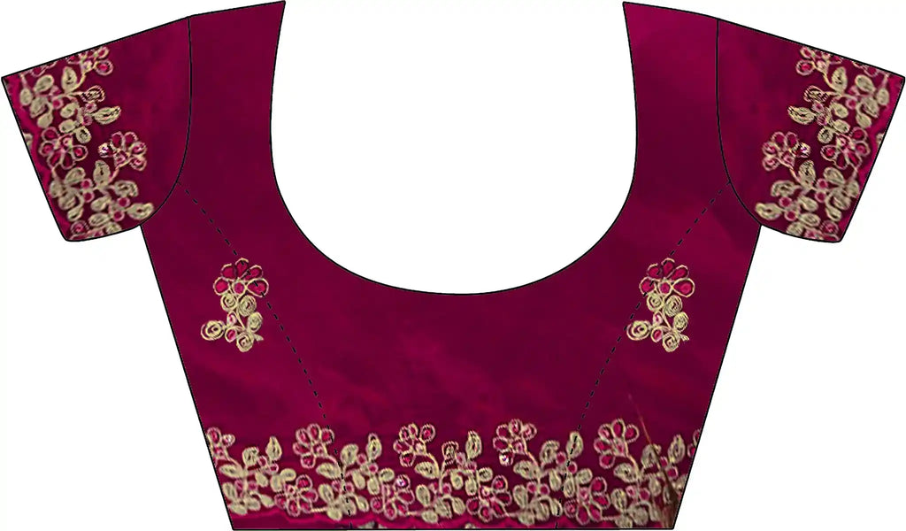 Pink Fendy Satin Silk Embroidered Saree - View 2