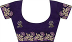Purple Fendy Satin Silk Embroidered Saree - View 2