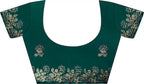 Rama Green Fendy Satin Silk Embroidered Saree - View 2
