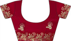 Red Fendy Satin Silk Embroidered Saree - View 2