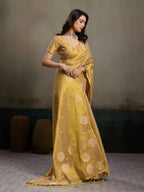 Beige Tissue Silk Woven Zari Designer Saree - View 3