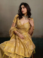 Beige Tissue Silk Woven Zari Designer Saree - View 4