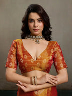 Orange Tissue Silk Woven Zari Designer Saree - View 2
