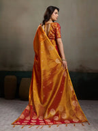 Orange Tissue Silk Woven Zari Designer Saree - View 5