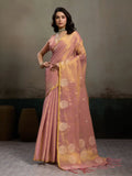 Pink Tissue Silk Woven Zari Designer Saree