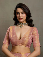 Pink Tissue Silk Woven Zari Designer Saree - View 2