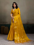 Mustard Tissue Silk Woven Zari Designer Saree