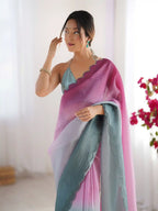 Wine, Grey Crunchy Padding Color Arco Border Saree - View 2