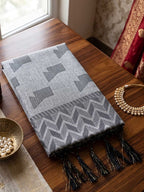 Silver Grey Linen Woven Resham Designer Party Wear Saree with Ash Grey Unstitched Blouse