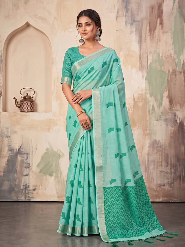 Green Premium Organza Silk Digital Floral Print Saree