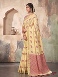 Yellow Premium Organza Silk Digital Floral Print Saree