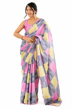 Pink Organza Silk Mirror Work Saree