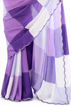 Lavender Organza Silk Mirror Work Saree