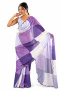 Lavender Organza Silk Mirror Work Saree