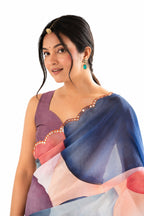 Multicolor Organza Silk Mirror Work Saree