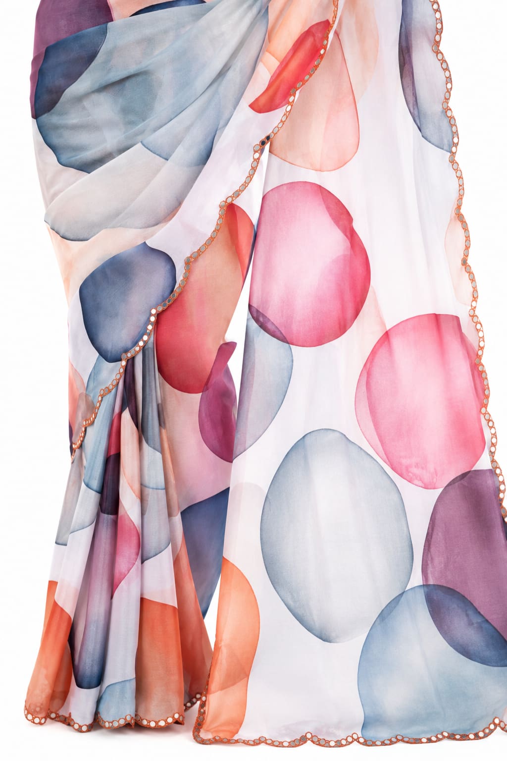 Multicolor Organza Silk Mirror Work Saree