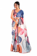 Multicolor Organza Silk Mirror Work Saree