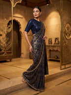 Premium Embroidered Lycra Ready to Wear Saree with Stitched Blouse