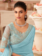 Sky Blue Saree view 2