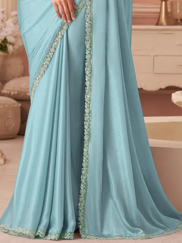 Sky Blue Saree view 3