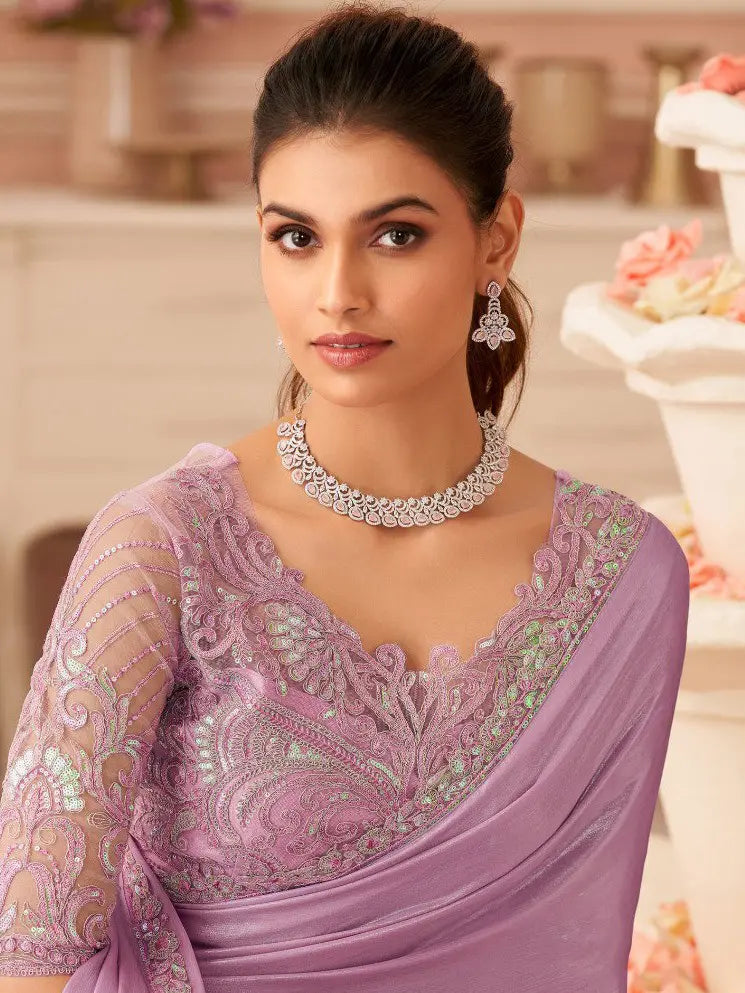 Mauve Saree view 2
