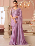Mauve Silver Chiffon Shimmer Saree