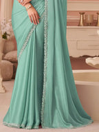Mint Green Saree view 3