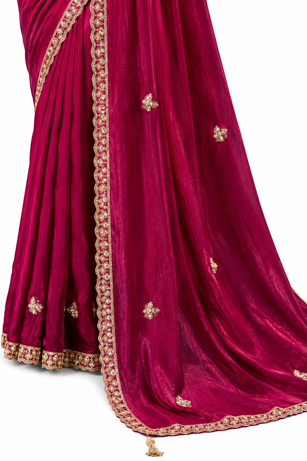 Naksh Creation Magenta Fancy Fabric Saree