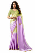 Naksh Creation Ombre Green and Lavender Fancy Fabric Saree