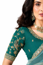 Naksh Creation Sky Blue Fancy Fabric Saree