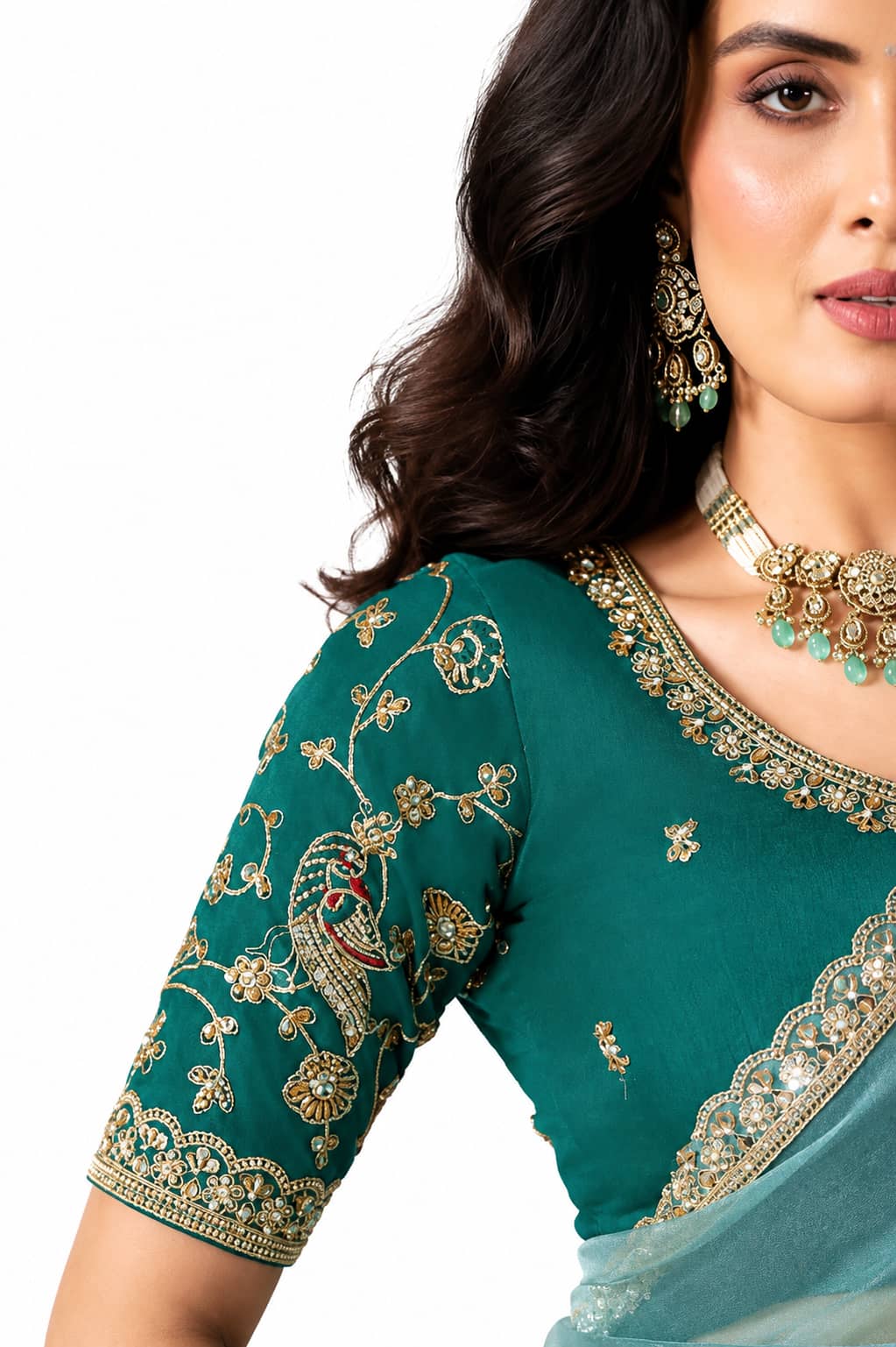 Naksh Creation Sky Blue Fancy Fabric Saree