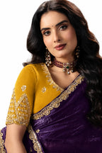 Naksh Creation Deep Purple Fancy Fabric Saree
