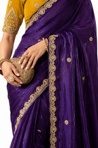 Naksh Creation Deep Purple Fancy Fabric Saree